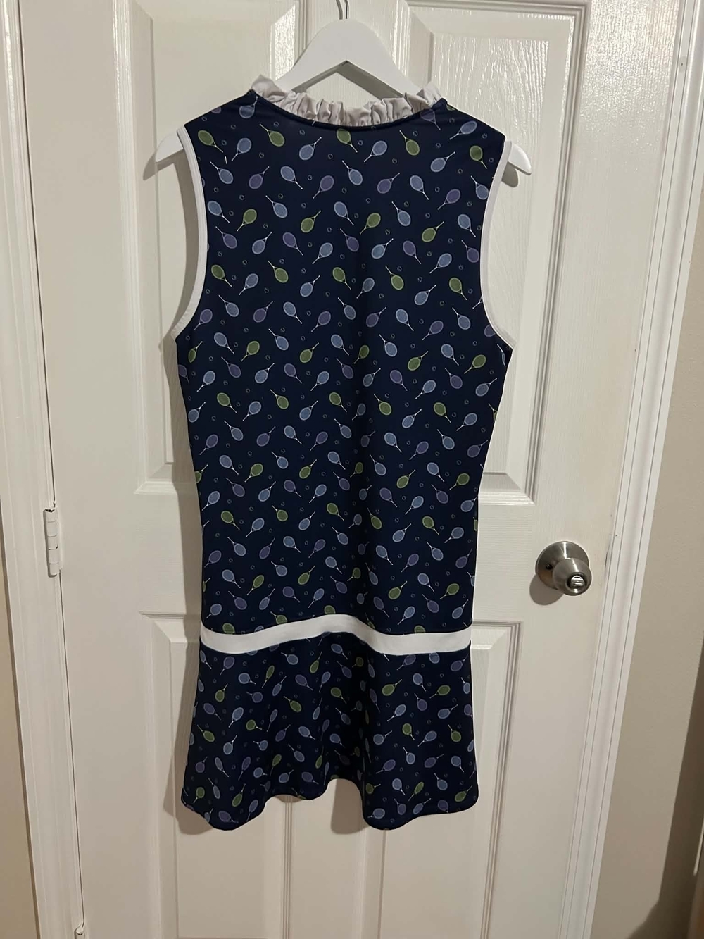 Navy Tennis-Print Sleeveless Casual Dress - Picture 2 of 5